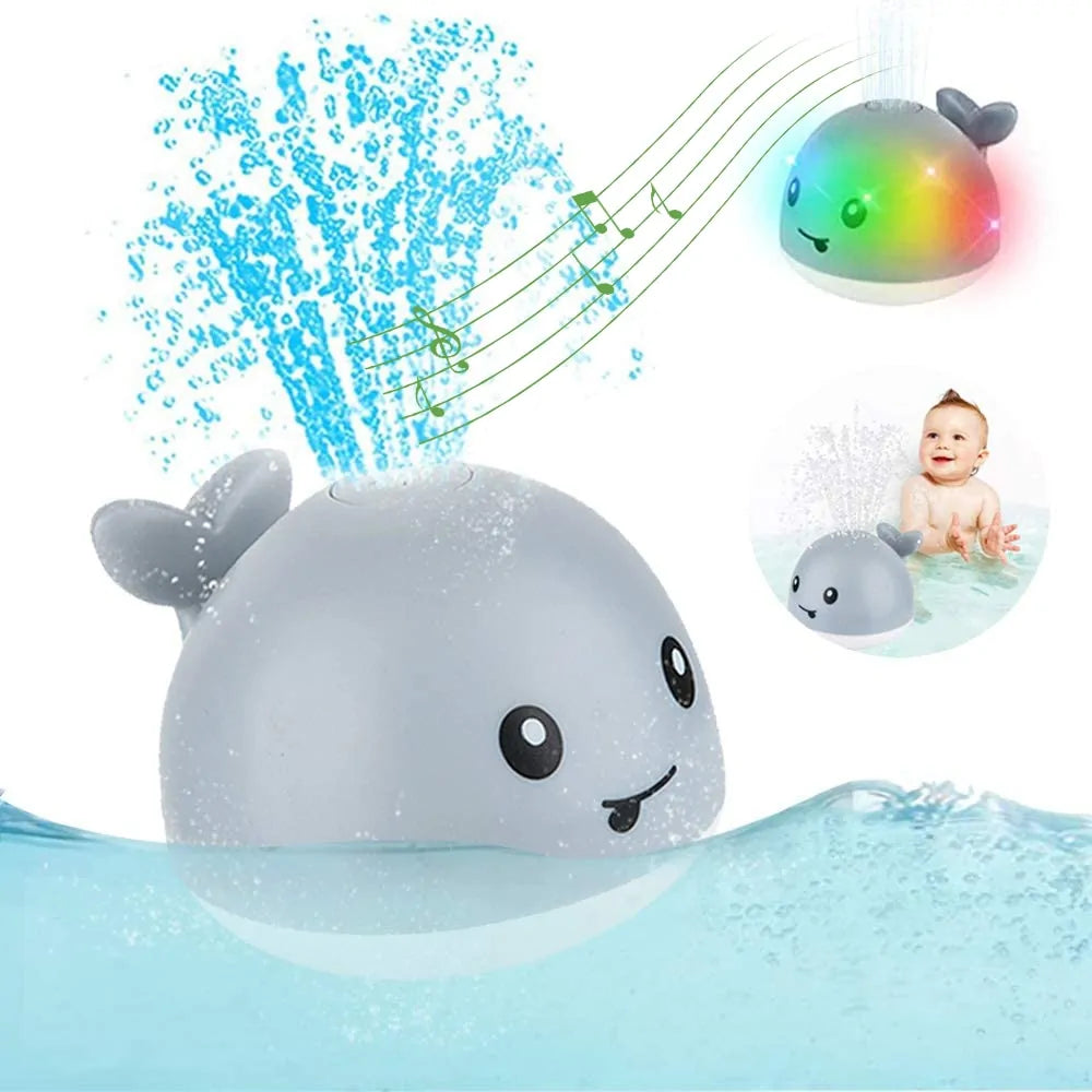 "Boule de bain électrique en forme de baleine : jouet de douche à jet d'eau avec lumière et musique