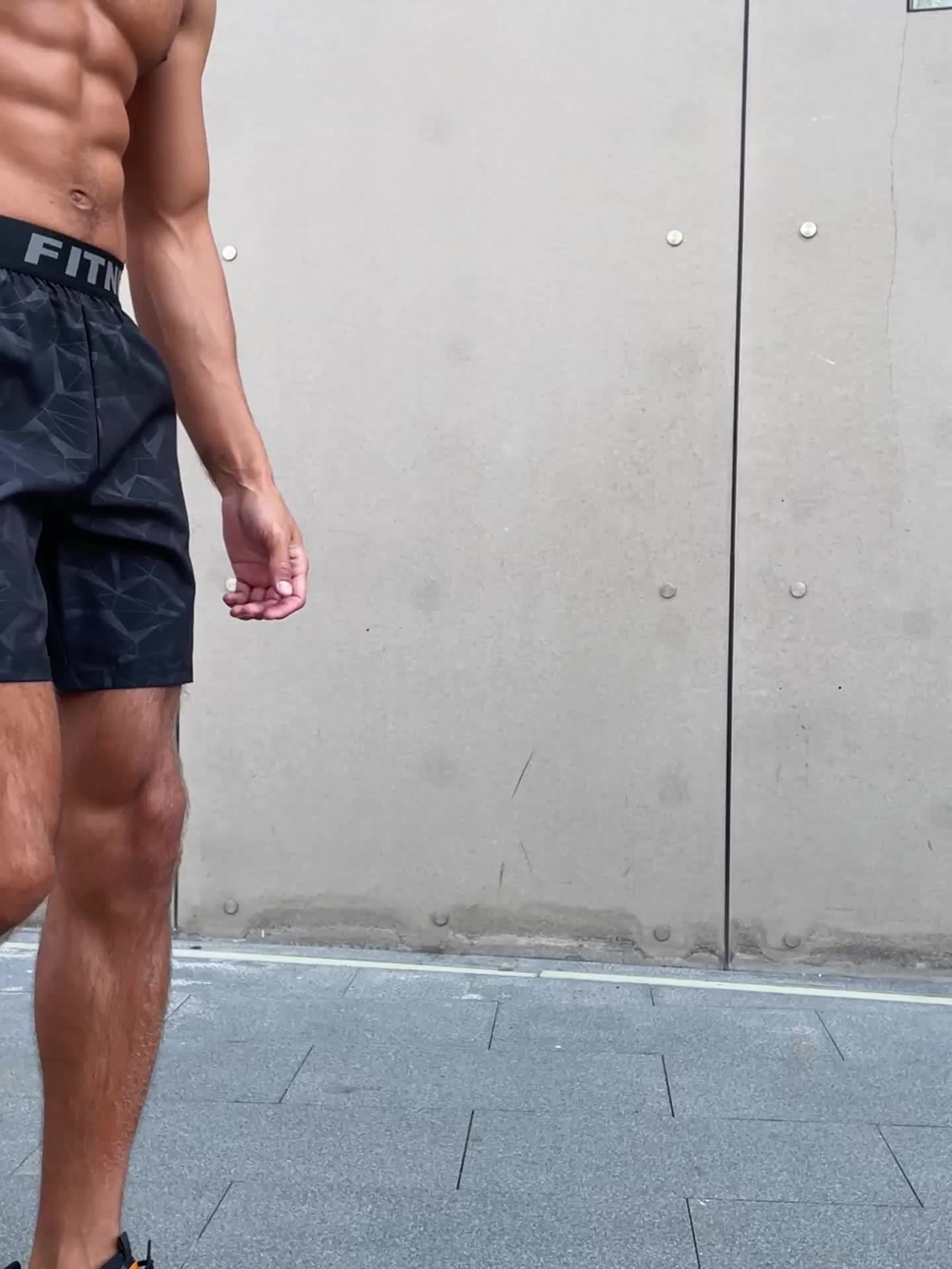 Men's "S's FINE" Athletic Shorts - Gray, Quick-Dry Polyester with Geometric Pattern, Elastic Waistband, Ideal for Running & Workouts, Machine Washable