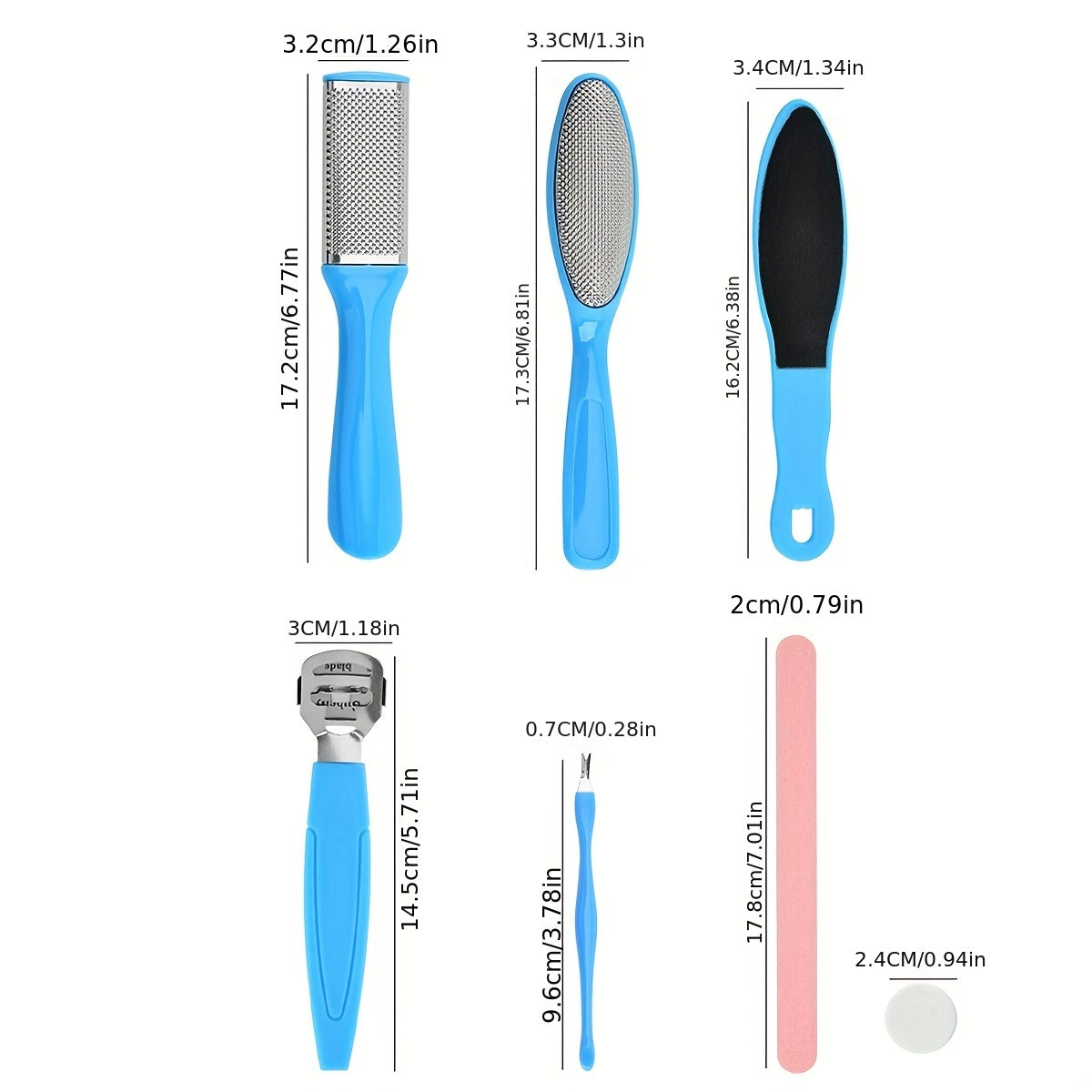 Professional 7-in-1 Pedicure Tool Set for Dead Skin Removal and Foot Care - Includes Callus Remover and Foot File for Men and Women