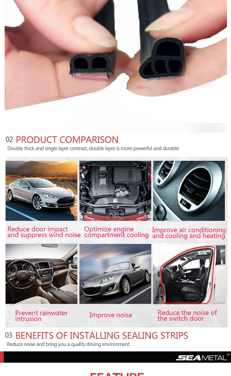 Bandes d'étanchéité en caoutchouc pour portière de voiture, autocollants pour coffre de porte automatique, isolation phonique intérieure de voiture, joints de protection, garniture