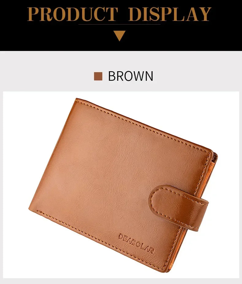 Retro Large Capacity 3 Fold Buckle Short Wallet PU leather Wallet Multiple Card Slots ID Credit Card Holder Men Coin Bag Purse