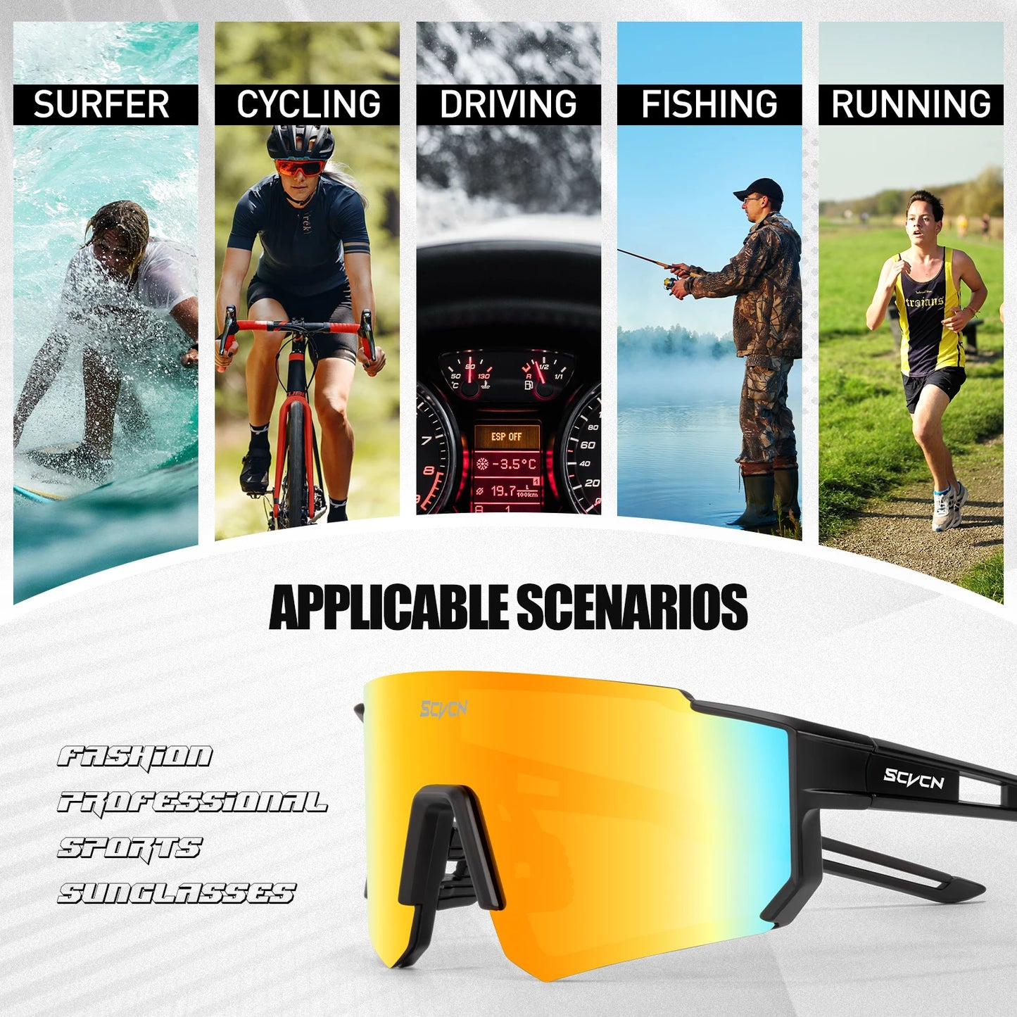 SCVCN new Outdoor Cycling Sunglasses Men MTB Bike Glasses Sports Mountain Climbing fishing Women Bicycle Cycling UV400 Goggles