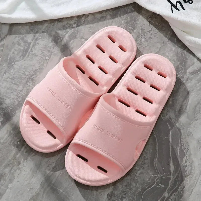 Men Bathroom Slippers Women Home Slipper Non-slip Water Leaky Slippers Couples Beach Flip Flop Comfortable Soft Sole Slides