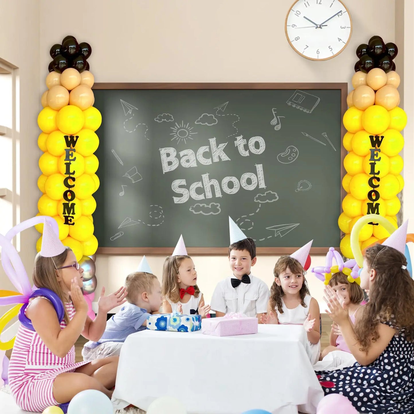164pcs Back to School Balloon Garland Arch Kit DIY Colorful Pencil Balloon for Welcome Back to School Classroom Party Decoration