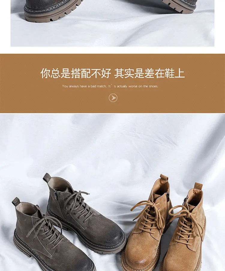 Bottines en daim de vache pour hommes, nouvelles bottes d'extérieur de style britannique, grandes bottes jaunes, chaussures de travail, bottes de mode pour hommes M1075