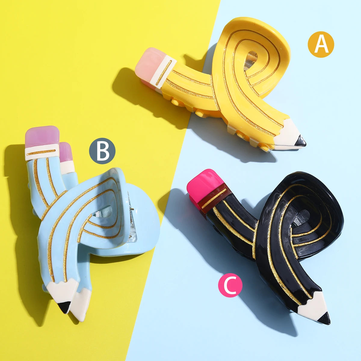 1 piece acetate personalized girls kids back to school pencil hair claw clip