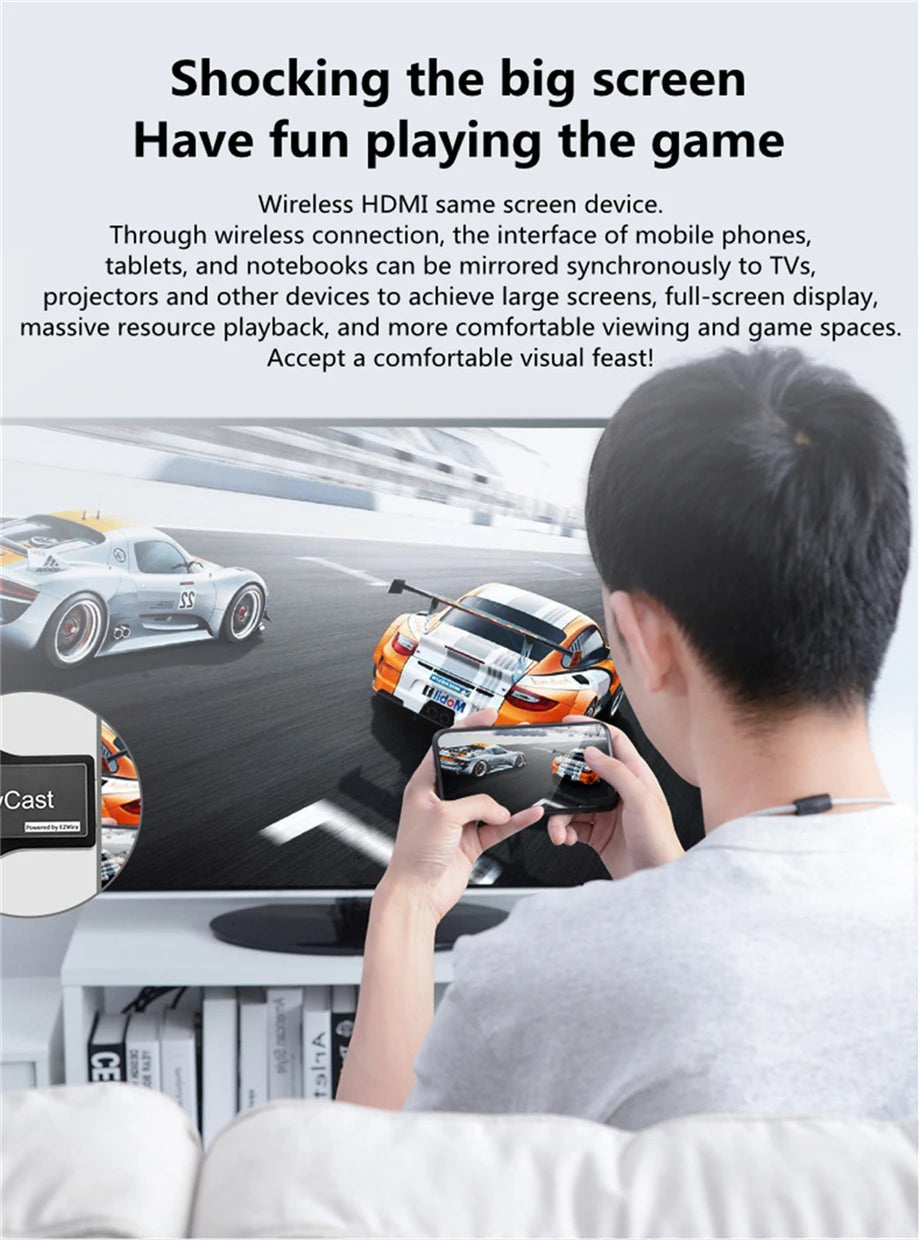 Clé TV 1080P M2 Plus compatible HDMI, récepteur d'affichage WIFI, partage d'écran Anycast DLNA pour IOS Android Miracast Airplay