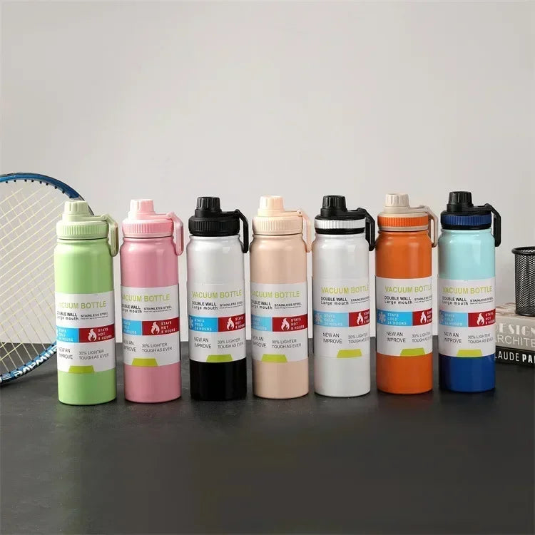 2024 Large Capacity Sports Water Bottle Portable Travel Car Water Cup Stainless Steel Space Kettle Thermos Flask