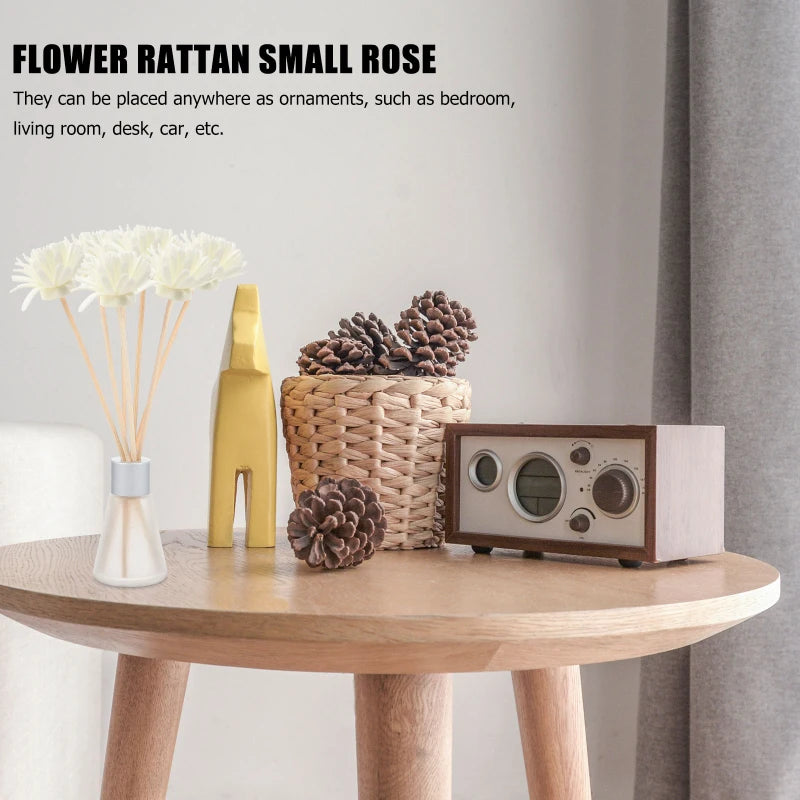 Diffuseur d'arômes de chrysanthème naturel en rotin, bâtonnets de roseaux droits, diffuseur d'huiles essentielles pour salle de bain, bureau, parfum d'intérieur