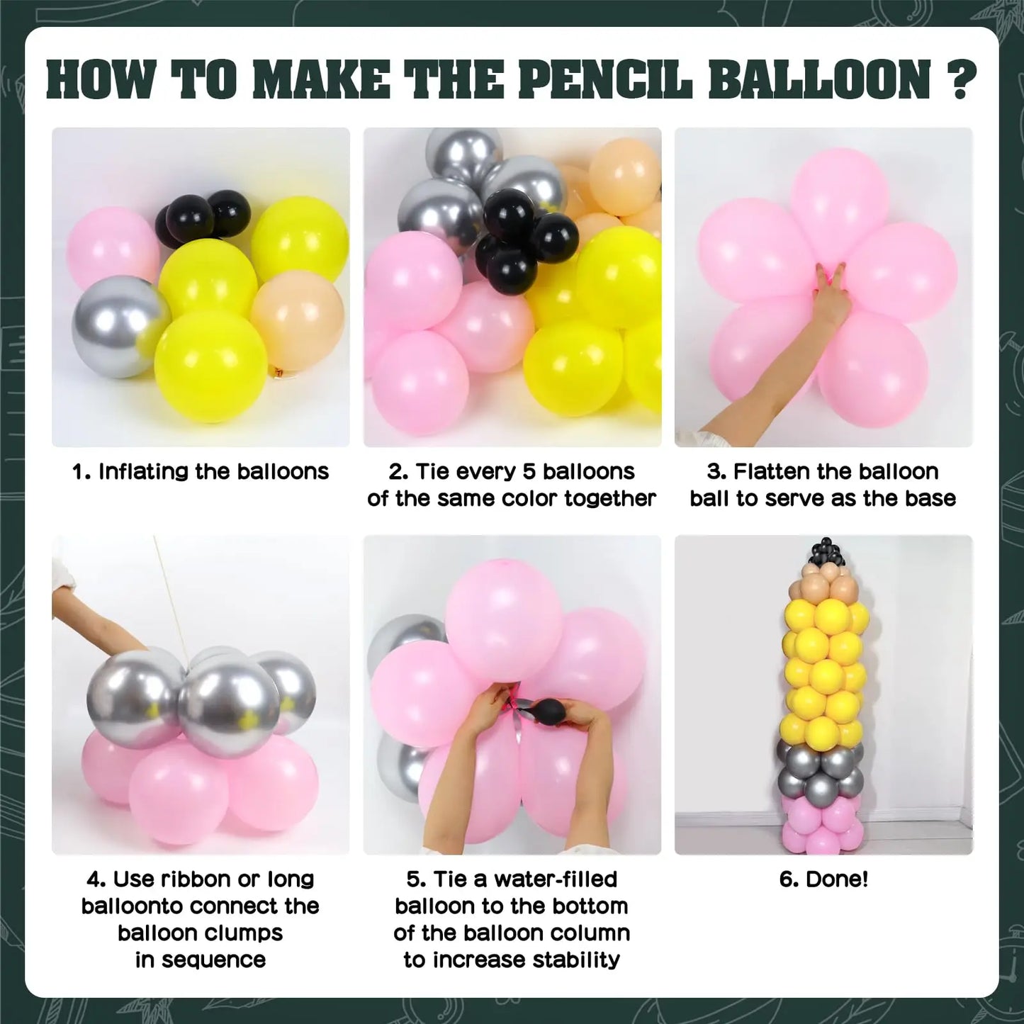 164pcs Back to School Balloon Garland Arch Kit DIY Colorful Pencil Balloon for Welcome Back to School Classroom Party Decoration