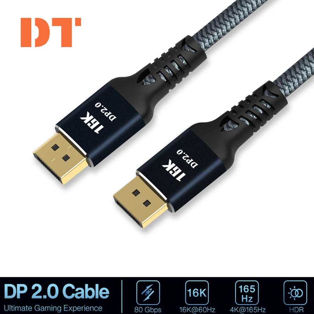 Câble DisplayPort 2.0 16K 8K DP 2.0 DP Câble vidéo/moniteur DP vers DP 16K@30Hz 8K@120Hz 4K@240Hz pour boîtiers HDTV Moniteurs de jeu Vert
