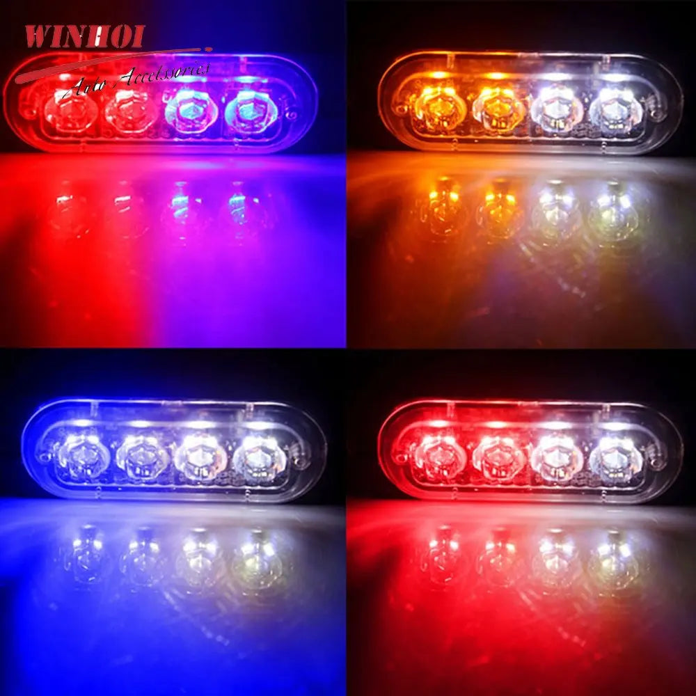 4 LED Police Strobe Light Automotivo Grille Warning Light 12-24V Red Blue Amber Flashing Lamp Trucks ATV Car Emergency Beacon