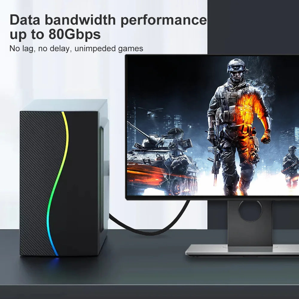 Câble DisplayPort 2.0 16K 8K DP 2.0 DP Câble vidéo/moniteur DP vers DP 16K@30Hz 8K@120Hz 4K@240Hz pour boîtiers HDTV Moniteurs de jeu Vert