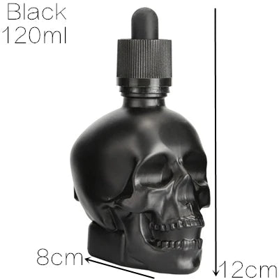 1pcs 30ml Skull Bottle Bitter Bottle E Liquid Frosted Black Skull Shape Glass Dropper Bottle With Child Proof