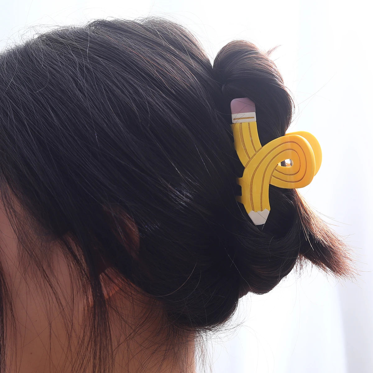 1 piece acetate personalized girls kids back to school pencil hair claw clip
