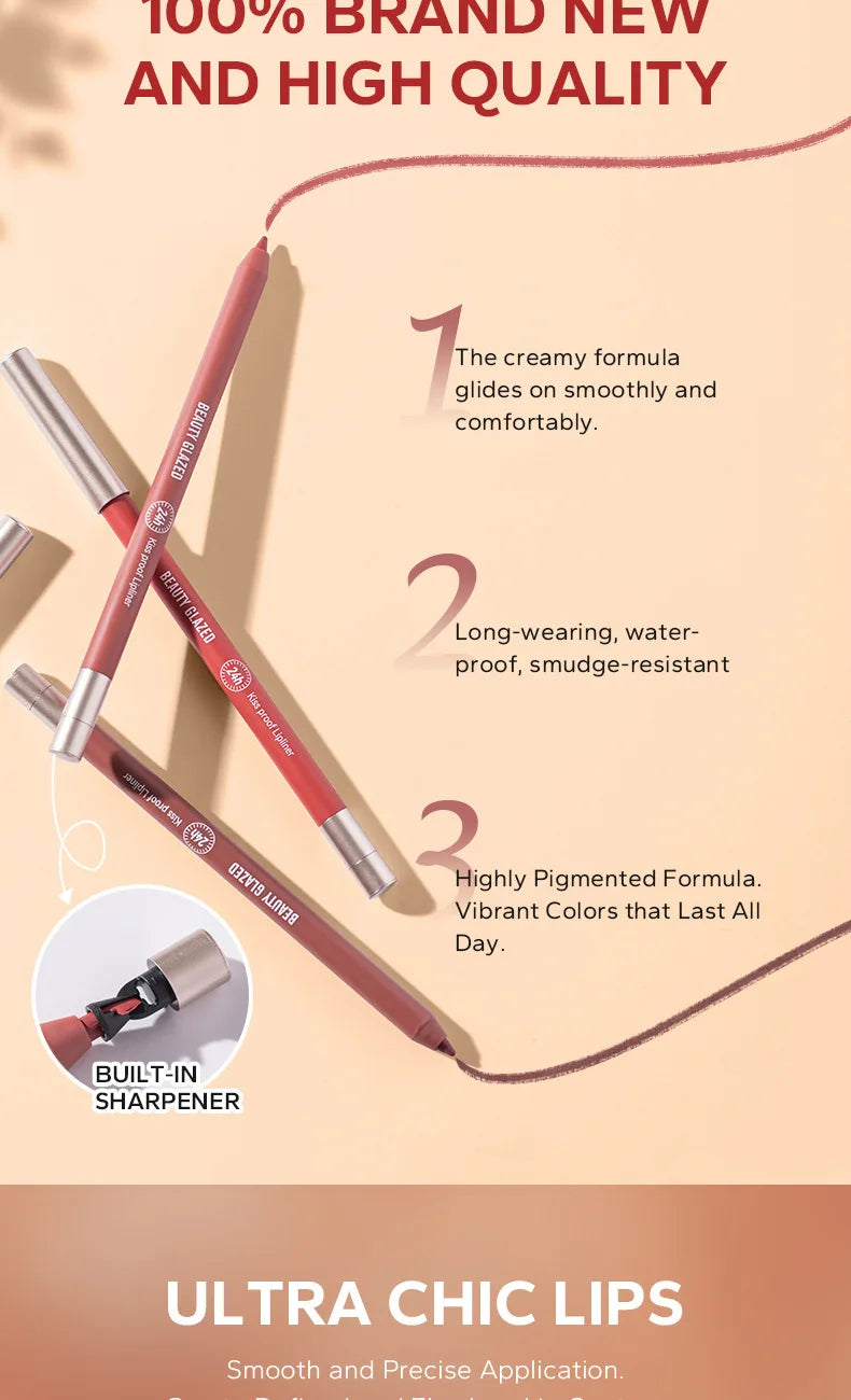 BEAUTYGLAZED 10 colors matte lip glazes do not fade easily non-stick cup lasts 24 hours for a glazed nude lipstick pen
