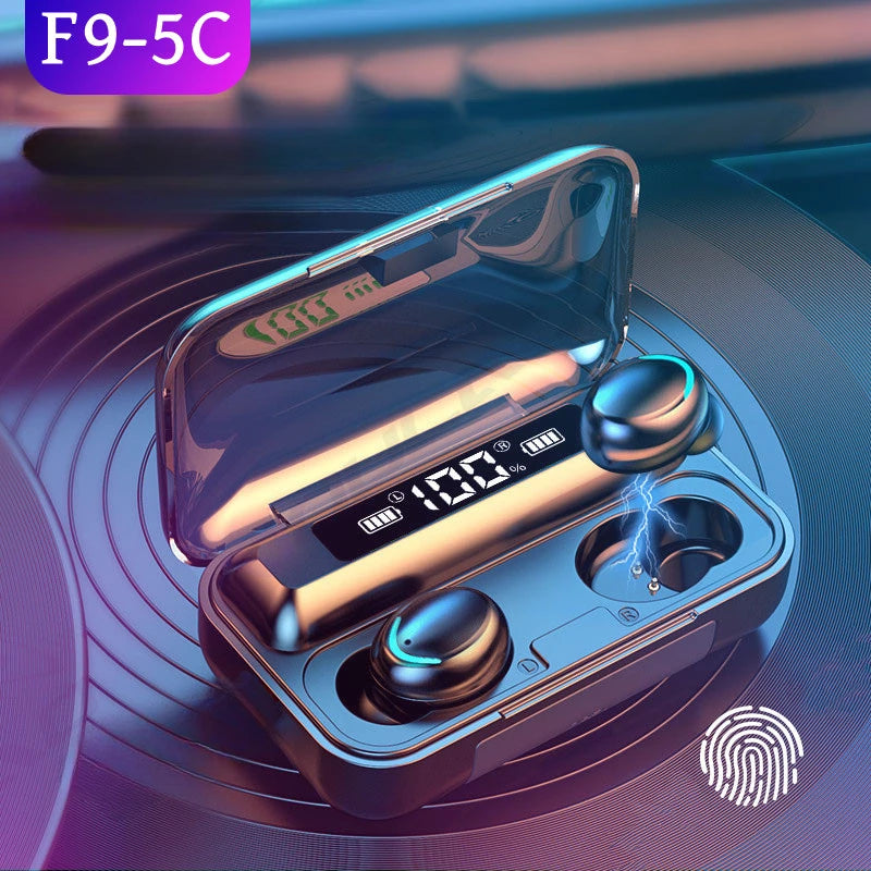 New F9 Bluetooth Headphones 9D Stereo High Bass Sport Earphones Handfree Touch Control Tws Wireless Earbuds Waterproof Headset
