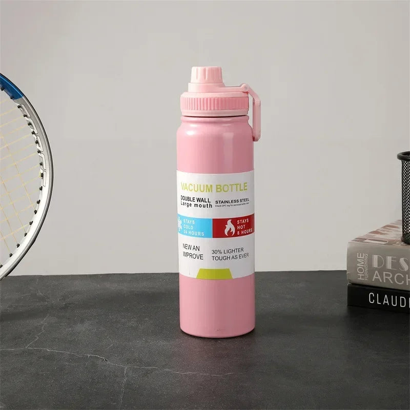 2024 Large Capacity Sports Water Bottle Portable Travel Car Water Cup Stainless Steel Space Kettle Thermos Flask