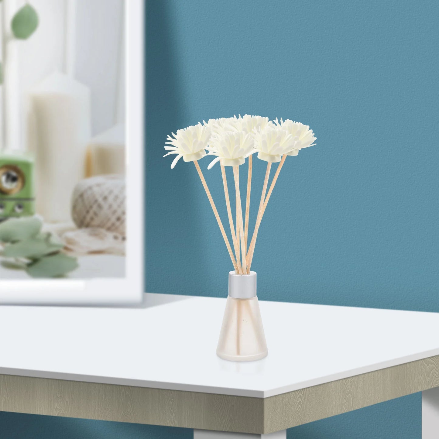 Diffuseur d'arômes de chrysanthème naturel en rotin, bâtonnets de roseaux droits, diffuseur d'huiles essentielles pour salle de bain, bureau, parfum d'intérieur