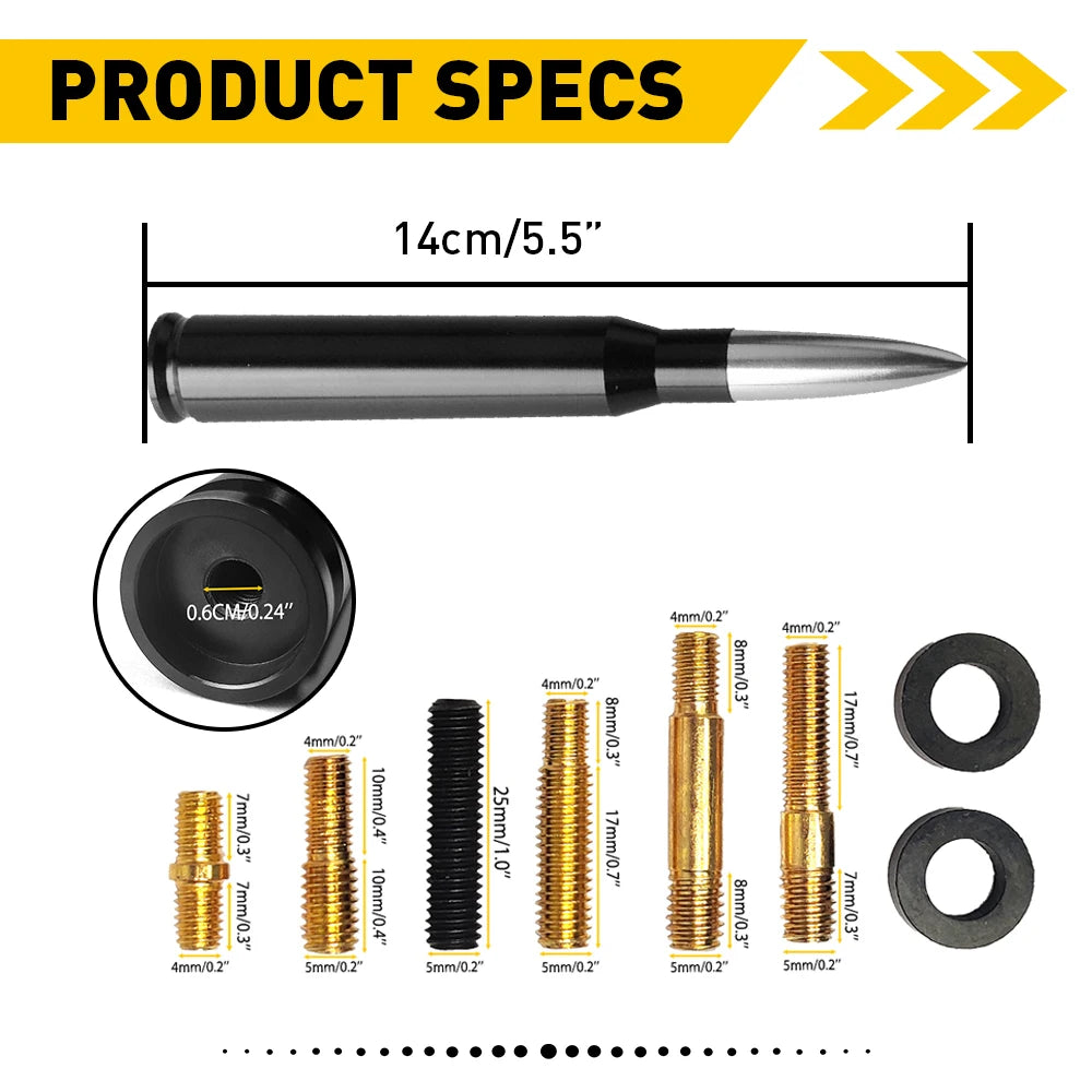 Bullet Antenna Roof Radio Whip Aerial Antenna Pole AM/FM Radio Car Pole Antenna Short Adapter Radio Foot Stations Aluminum