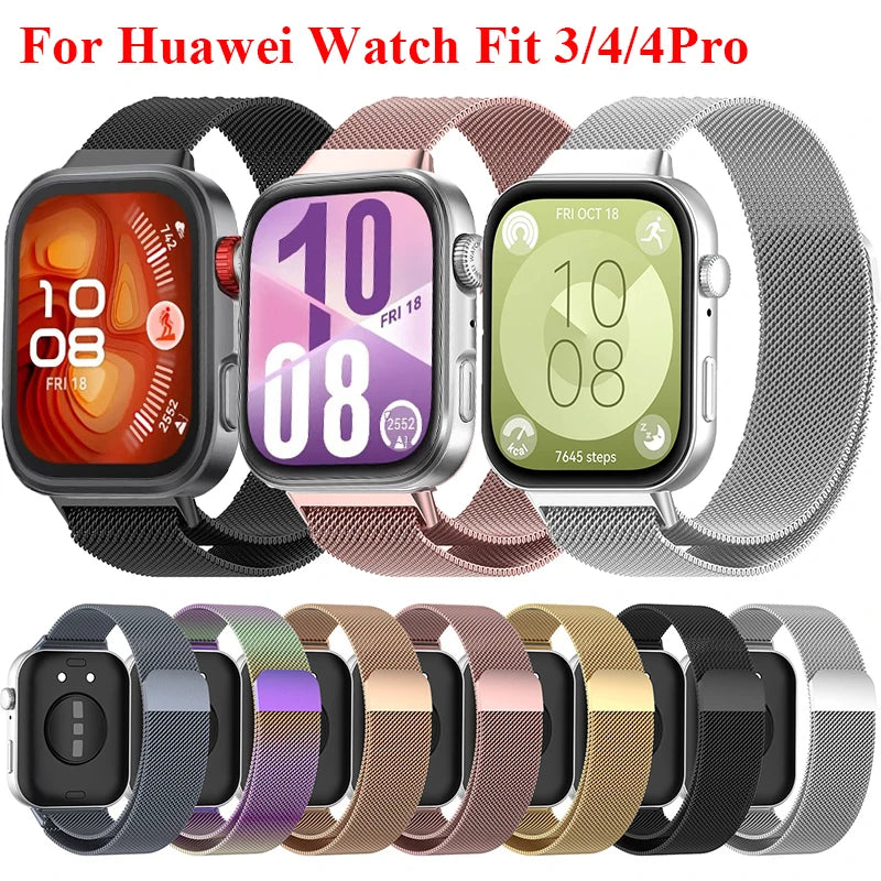 Milanese Loop Strap For Huawei Watch Fit 3 4 4Pro Magnetic Statinless Steel Band Metal Bracelet For Huawei Fit4 4Pro Fit3 Correa