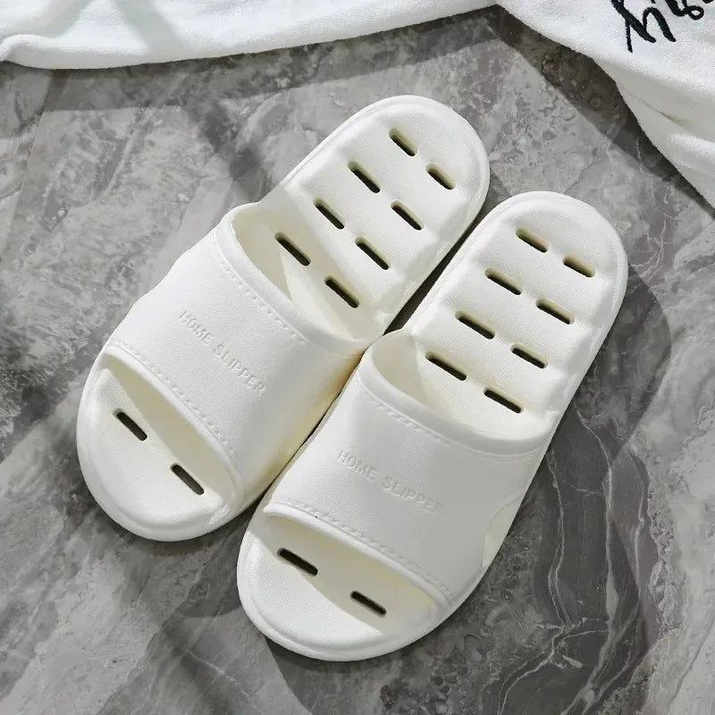 Men Bathroom Slippers Women Home Slipper Non-slip Water Leaky Slippers Couples Beach Flip Flop Comfortable Soft Sole Slides