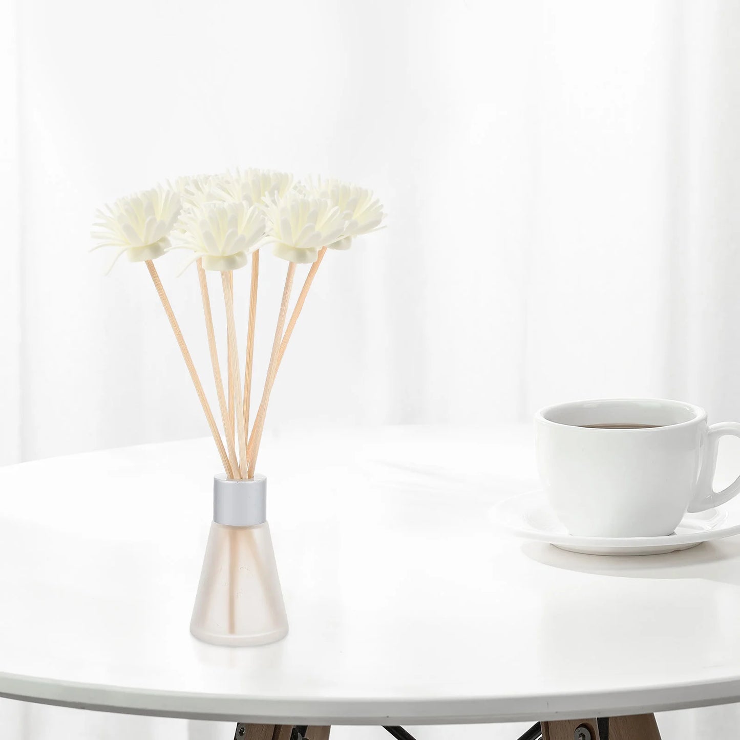 Diffuseur d'arômes de chrysanthème naturel en rotin, bâtonnets de roseaux droits, diffuseur d'huiles essentielles pour salle de bain, bureau, parfum d'intérieur