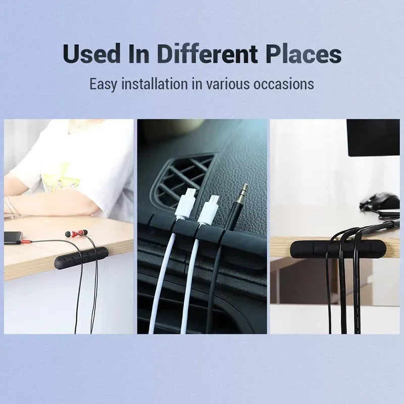 1/2pcs Silicone USB Cable Organizer Cable Winder Desktop Tidy Management Clips Cable Holder for Mouse Headphone Wire Organizer