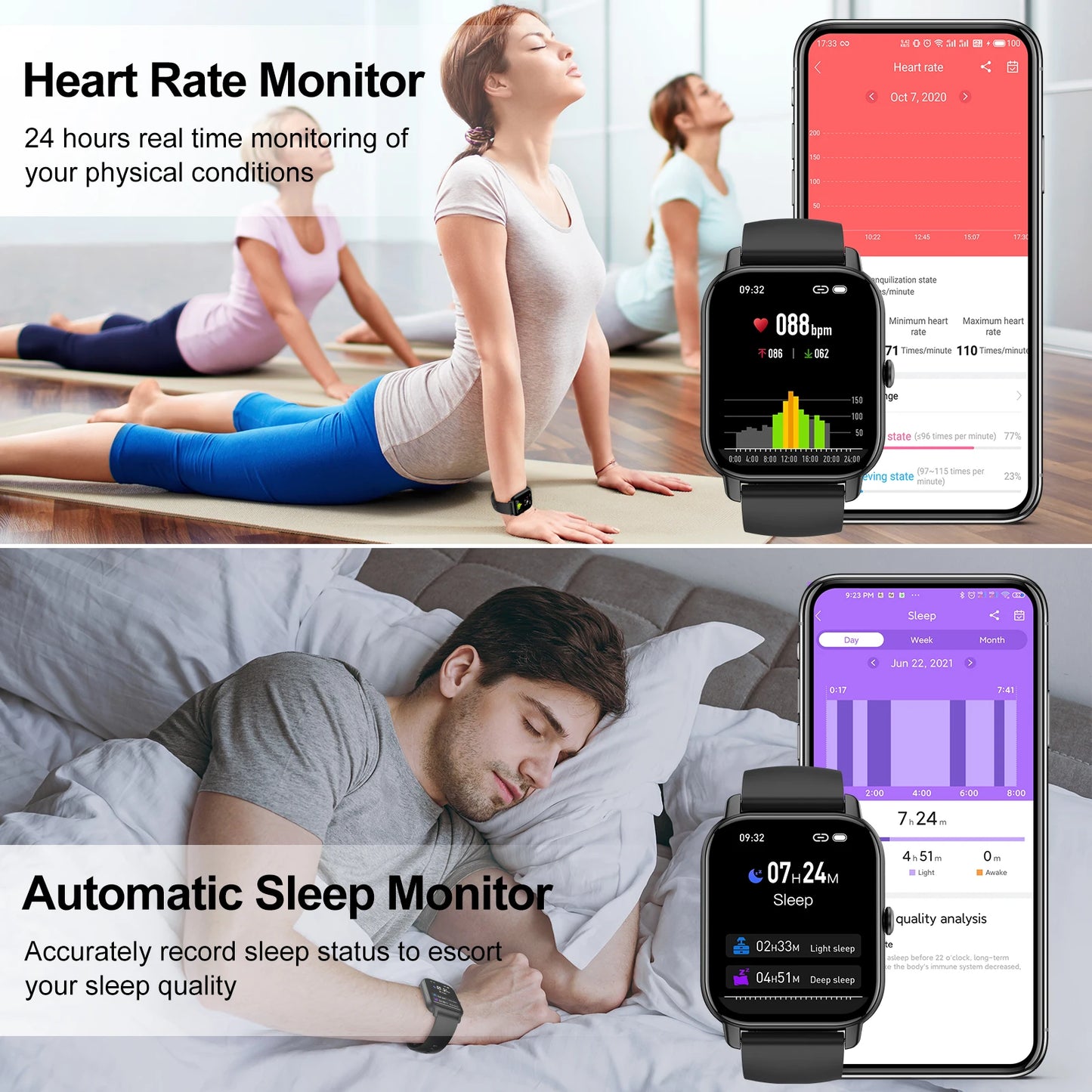 Smart Watch, 1.85" Smartwatch for IP68 Waterproof, 110+ Sport Modes, Fitness Activity Tracker, Heart Rate Sleep Monitor.