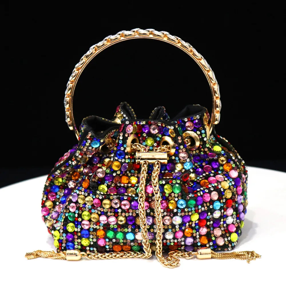 Venus Chan Talons Hauts pour Dame 2023 Designer De Luxe Couleur Verte Plein Diamant Bout Pointu Chaussures De Mariage Et Sac Ensemble pour la Fête