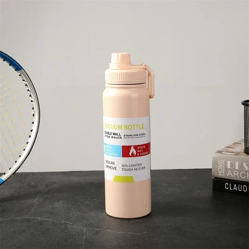 2024 Large Capacity Sports Water Bottle Portable Travel Car Water Cup Stainless Steel Space Kettle Thermos Flask