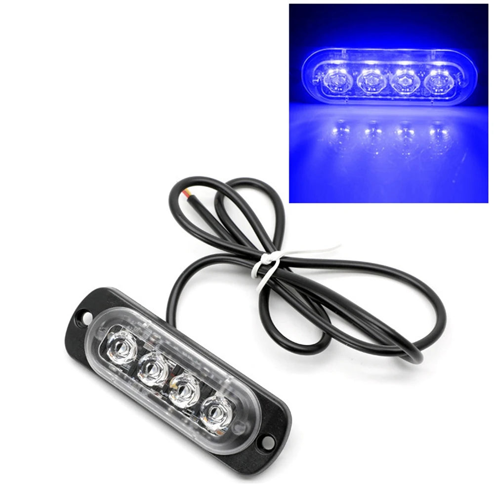 4 LED Police Strobe Light Automotivo Grille Warning Light 12-24V Red Blue Amber Flashing Lamp Trucks ATV Car Emergency Beacon
