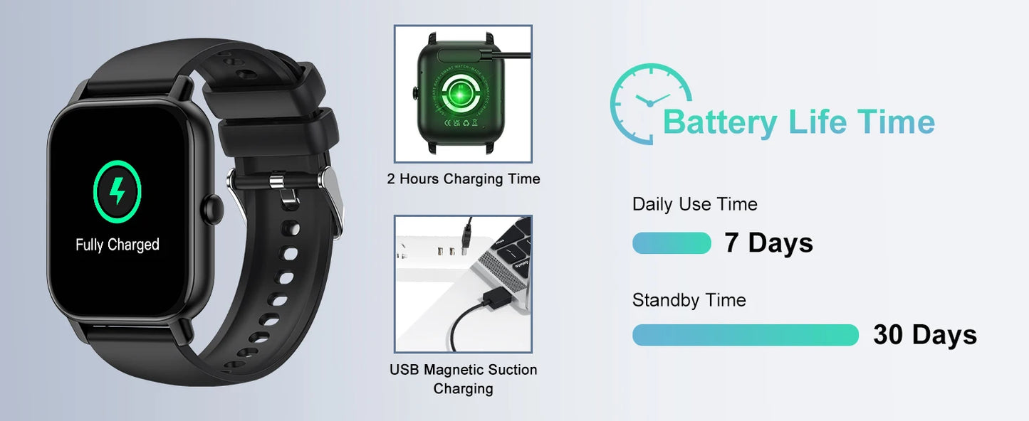 Smart Watch, 1.85" Smartwatch for IP68 Waterproof, 110+ Sport Modes, Fitness Activity Tracker, Heart Rate Sleep Monitor.