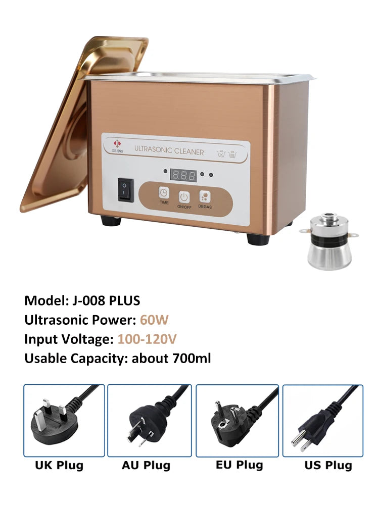 JIEJING 900mL Ultrasonic Cleaner, 60W Power, 40kHz Ultra Sonic Cleaning Machine For Jewelry, Eyeglasses, Watch, Small Parts