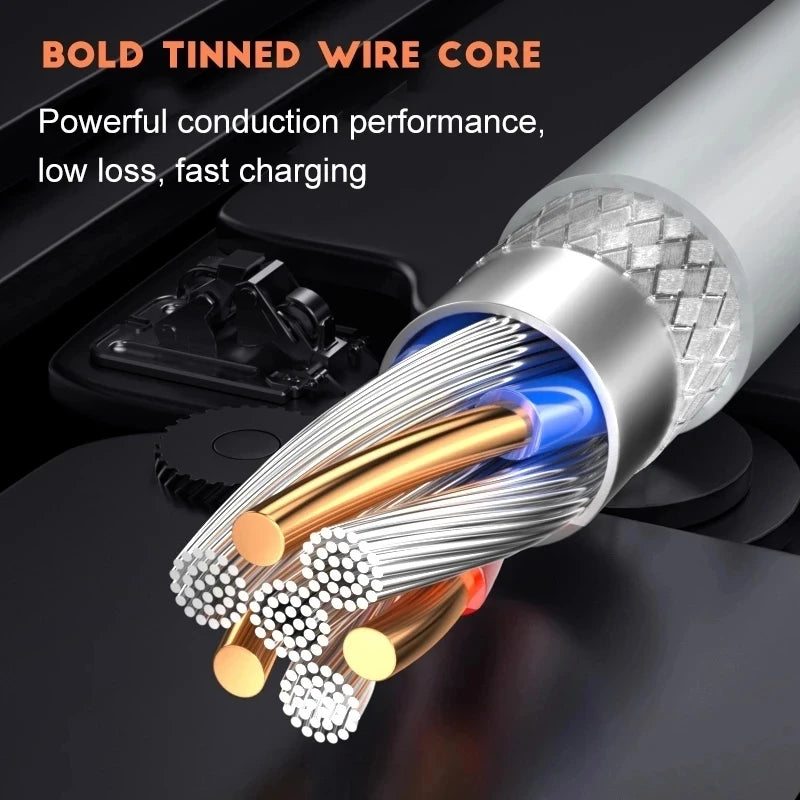 NNBILI 1-3PCS 10A 100W Type C Super Fast Charging Cable Data Cord For Huawei OPPO vivo iQoo Quick Charing USB C Cables