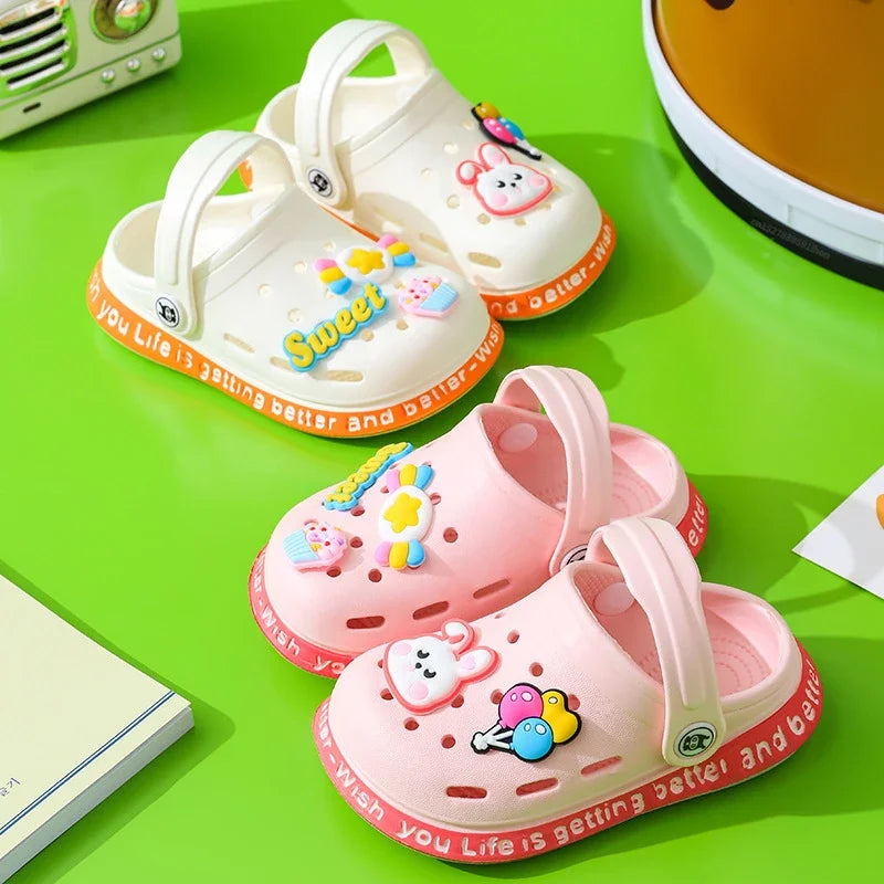 Summer Children Garden Clogs Shoes Boys&Girls Beach Sandal Kids Lightweight Breathable Cute Cartoon Slip Baby Slippers