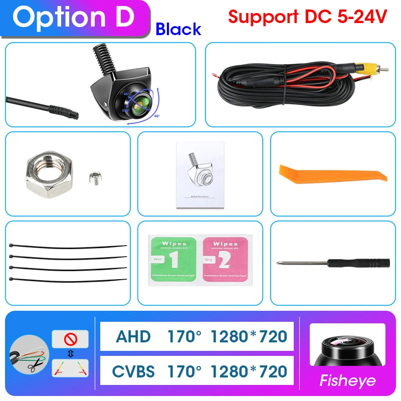 AHD 1920x1080P CVBS Vehicle 170° Car Rear View Camera Night Vision Fisheye Golden Lens HD Universal Reverse 12V IP68 Waterproof