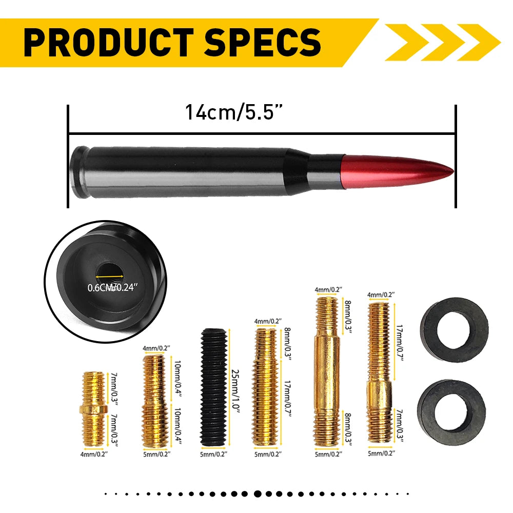 Bullet Antenna Roof Radio Whip Aerial Antenna Pole AM/FM Radio Car Pole Antenna Short Adapter Radio Foot Stations Aluminum