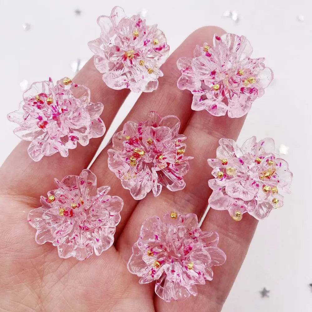10pcs Resin Colorful Gold Foil Crystal Flower Flatback Flower Rhinestone DIY Wedding Gems Scrapbook Ornaments Applique Crafts