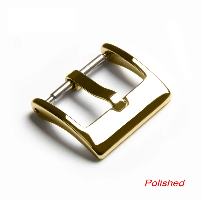 Watch Band Metal Buckle 16 18 20 22 24mm Strap Solid Square Button Silver Black Rose Gold Stainless Steel Matte Polished Clasp