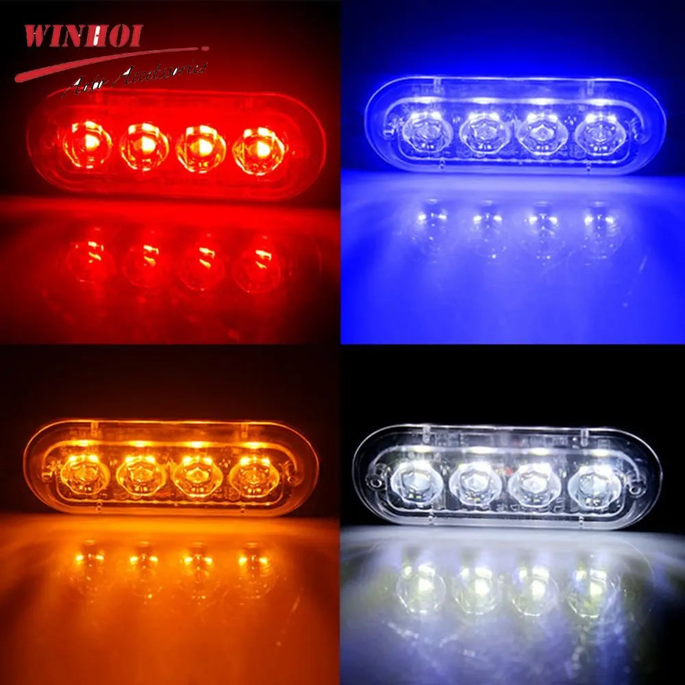 4 LED Police Strobe Light Automotivo Grille Warning Light 12-24V Red Blue Amber Flashing Lamp Trucks ATV Car Emergency Beacon