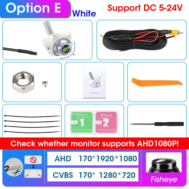 AHD 1920x1080P CVBS Vehicle 170° Car Rear View Camera Night Vision Fisheye Golden Lens HD Universal Reverse 12V IP68 Waterproof