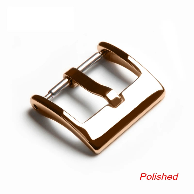 Watch Band Metal Buckle 16 18 20 22 24mm Strap Solid Square Button Silver Black Rose Gold Stainless Steel Matte Polished Clasp