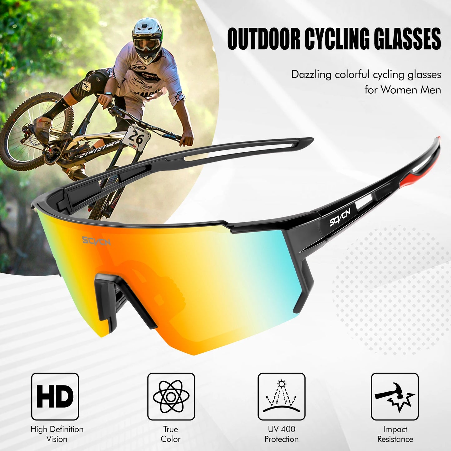 SCVCN new Outdoor Cycling Sunglasses Men MTB Bike Glasses Sports Mountain Climbing fishing Women Bicycle Cycling UV400 Goggles