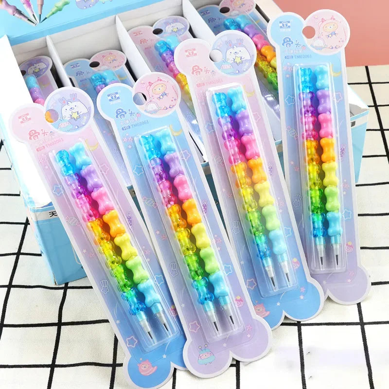 2pcs/pack Cartoon Animals Mechanical Pencils Kawaii HB Lead Non Sharpening Pencil for Writing Korean Stationery Kids Gift Office