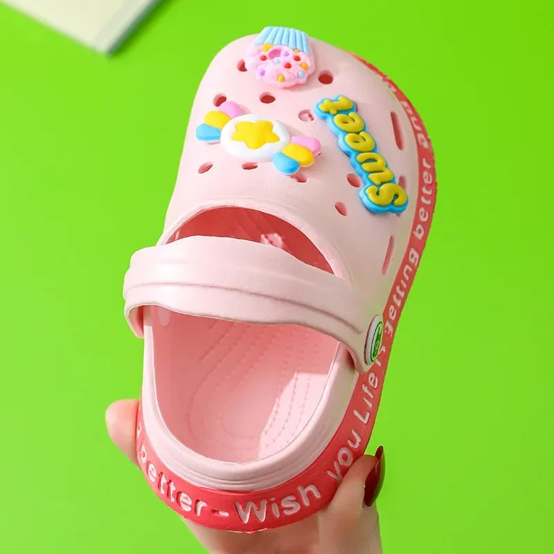 Summer Children Garden Clogs Shoes Boys&Girls Beach Sandal Kids Lightweight Breathable Cute Cartoon Slip Baby Slippers