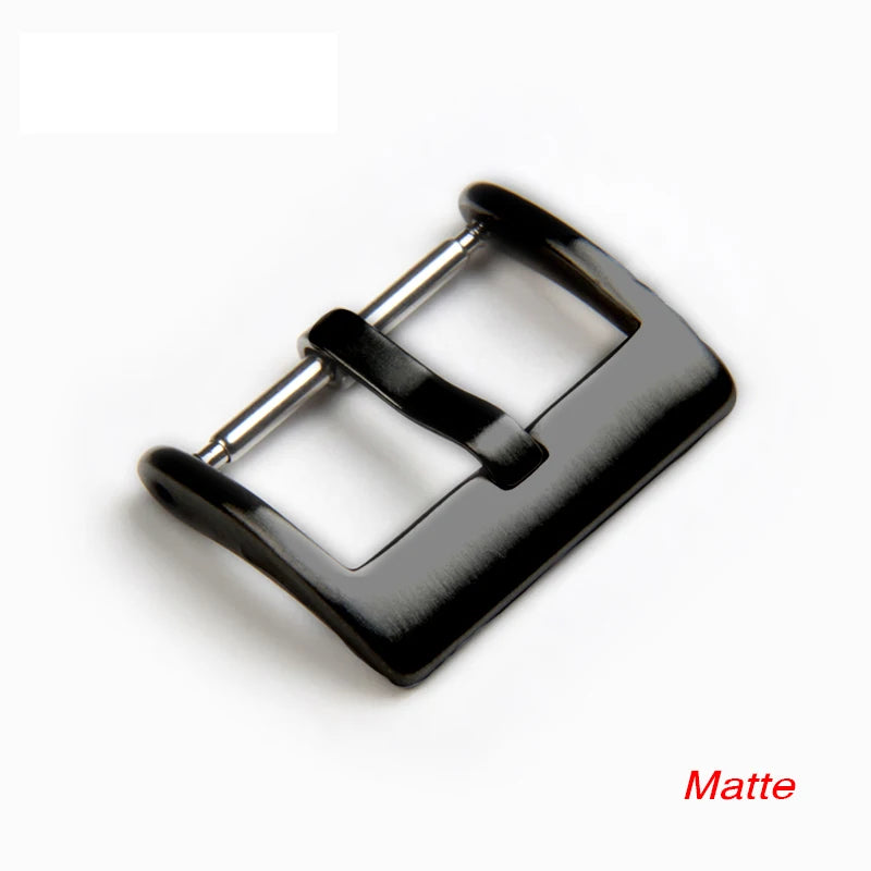 Watch Band Metal Buckle 16 18 20 22 24mm Strap Solid Square Button Silver Black Rose Gold Stainless Steel Matte Polished Clasp