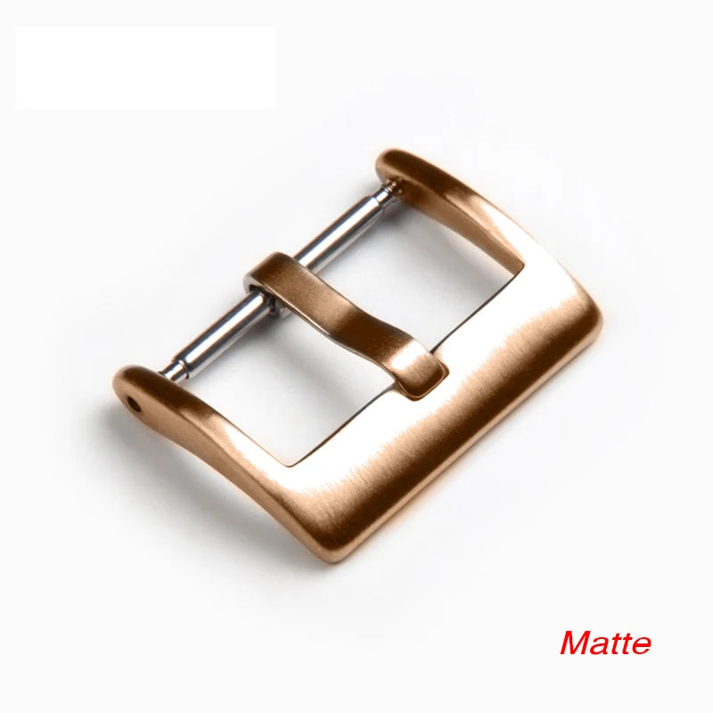 Watch Band Metal Buckle 16 18 20 22 24mm Strap Solid Square Button Silver Black Rose Gold Stainless Steel Matte Polished Clasp