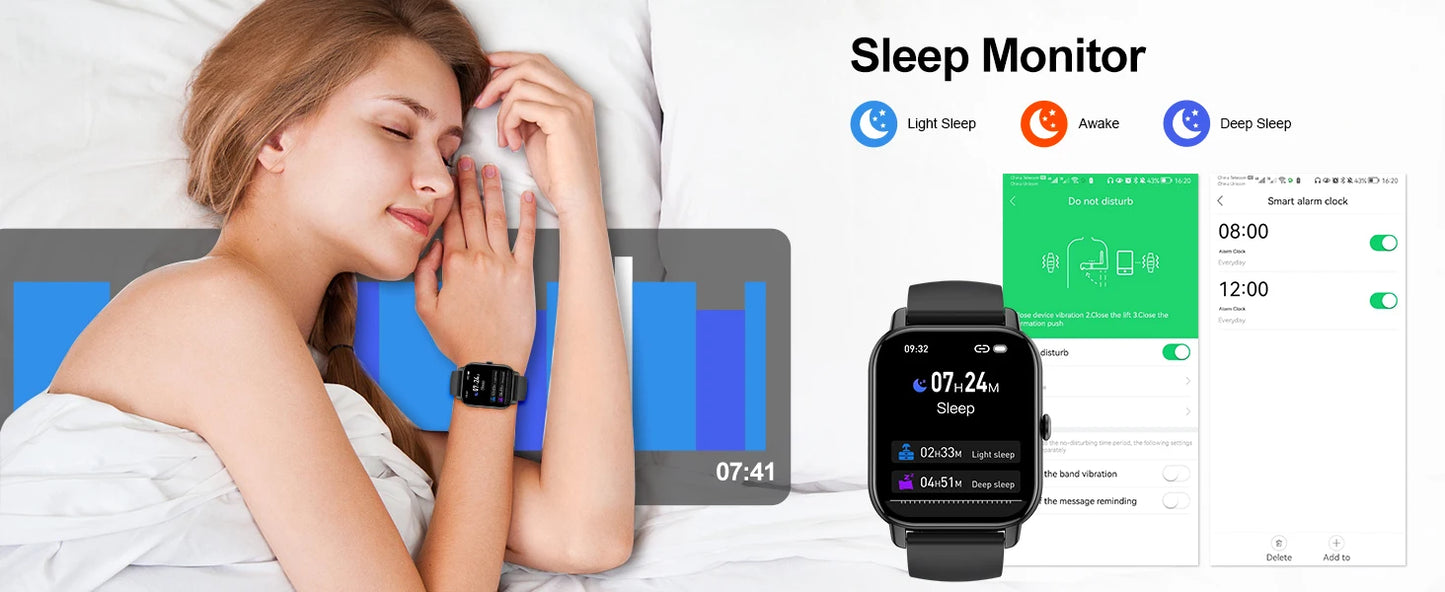 Smart Watch, 1.85" Smartwatch for IP68 Waterproof, 110+ Sport Modes, Fitness Activity Tracker, Heart Rate Sleep Monitor.