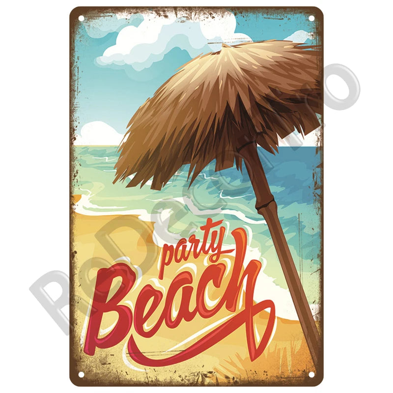 Vintage Summer Beach Metal Signs Famous City Landscape Poster Tin Sign Plate Retro Wall Art Decor For Living Room Home Seaside